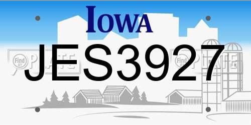 JES3927 Iowa License Plate