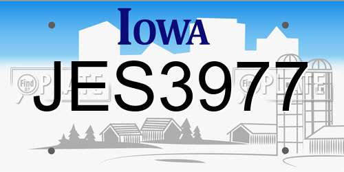 JES3977 Iowa License Plate