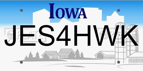 JES4HWK Iowa License Plate