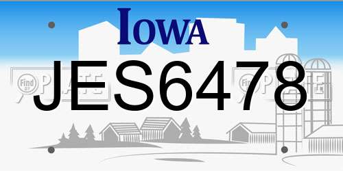 JES6478 Iowa License Plate