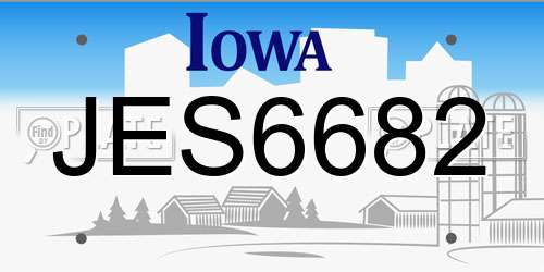 JES6682 Iowa License Plate