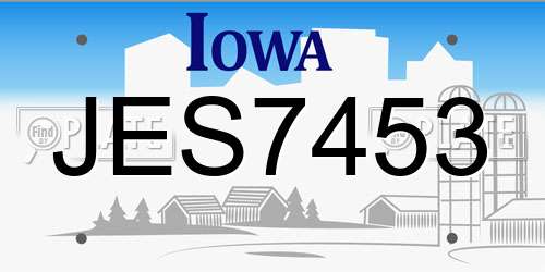 JES7453 Iowa License Plate