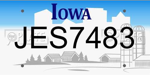 JES7483 Iowa License Plate