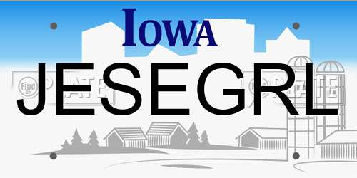 JESEGRL Iowa License Plate