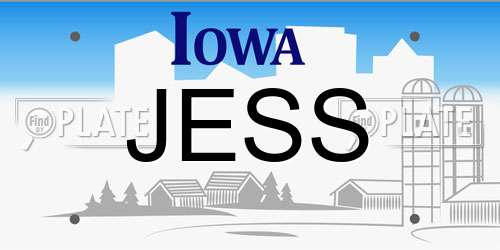 JESS Iowa License Plate