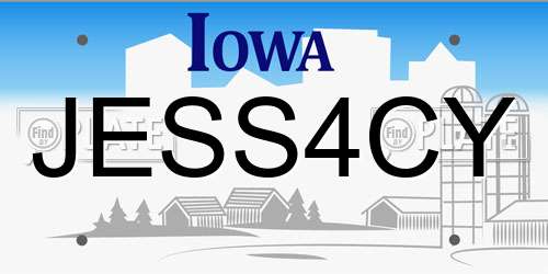 JESS4CY Iowa License Plate