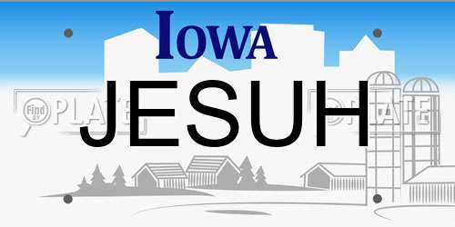 JESUH Iowa License Plate