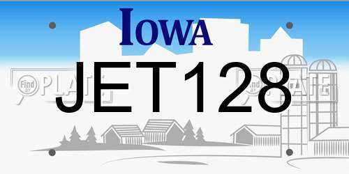 JET128 Iowa License Plate