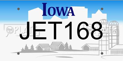 JET168 Iowa License Plate