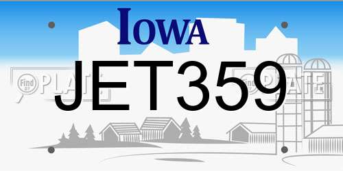 JET359 Iowa License Plate