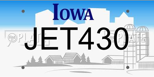 JET430 Iowa License Plate