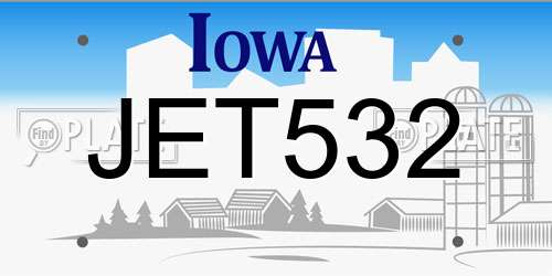 JET532 Iowa License Plate