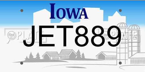 JET889 Iowa License Plate