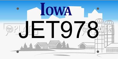 JET978 Iowa License Plate