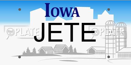 JETE Iowa License Plate