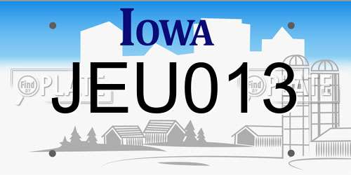 JEU013 Iowa License Plate