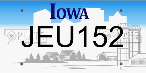 JEU152 Iowa License Plate