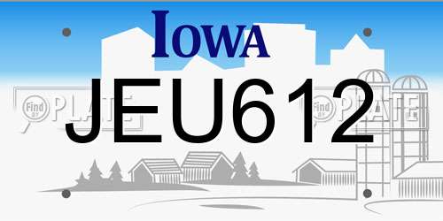JEU612 Iowa License Plate