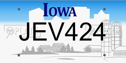 JEV424 Iowa License Plate