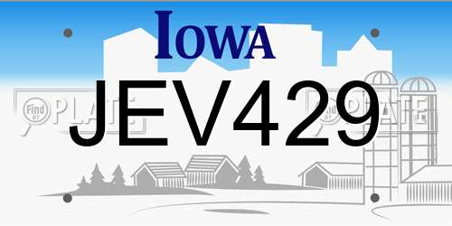 JEV429 Iowa License Plate