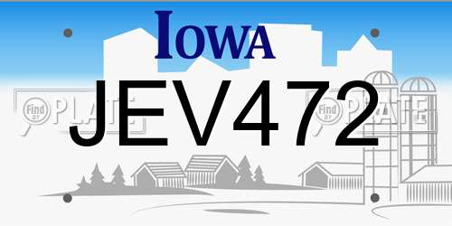 JEV472 Iowa License Plate