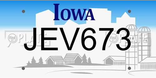 JEV673 Iowa License Plate
