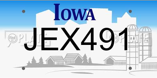 JEX491 Iowa License Plate