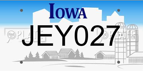 JEY027 Iowa License Plate