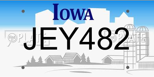 JEY482 Iowa License Plate