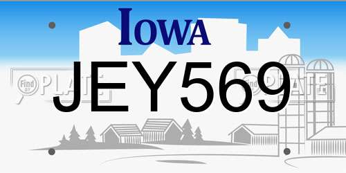 JEY569 Iowa License Plate