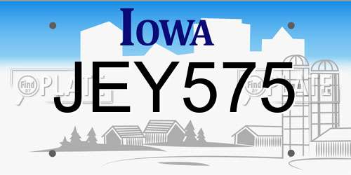 JEY575 Iowa License Plate