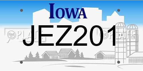 JEZ201 Iowa License Plate