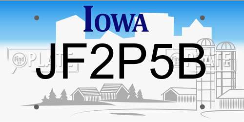 JF2P5B Iowa License Plate