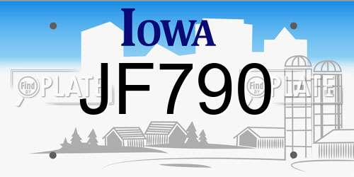 JF790 Iowa License Plate