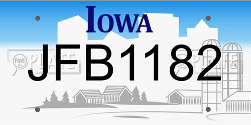 JFB1182 Iowa License Plate