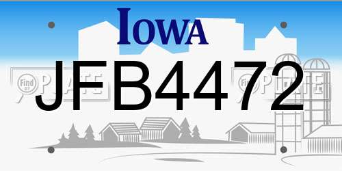 JFB4472 Iowa License Plate