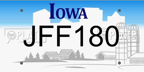 JFF180 Iowa License Plate