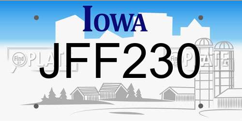 JFF230 Iowa License Plate