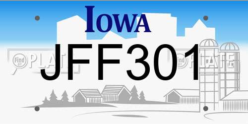 JFF301 Iowa License Plate