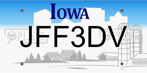 JFF3DV Iowa License Plate