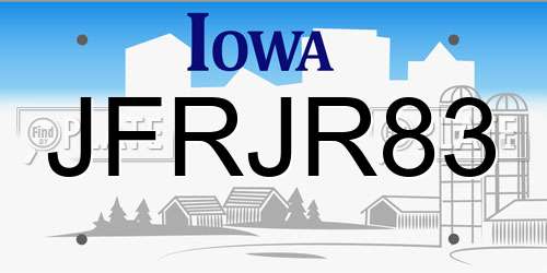 JFRJR83 Iowa License Plate