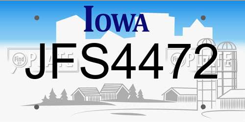 JFS4472 Iowa License Plate