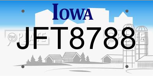 JFT8788 Iowa License Plate