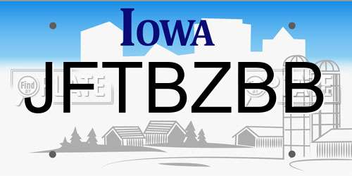 JFTBZBB Iowa License Plate