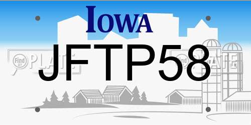 JFTP58 Iowa License Plate