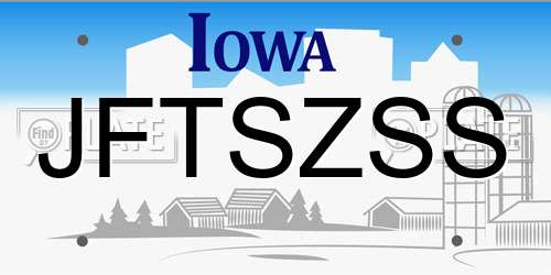 JFTSZSS Iowa License Plate