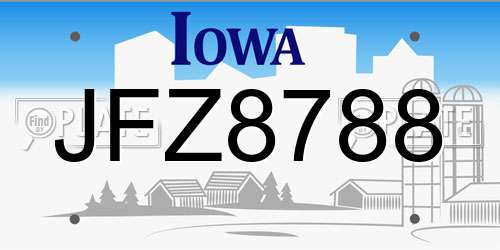 JFZ8788 Iowa License Plate