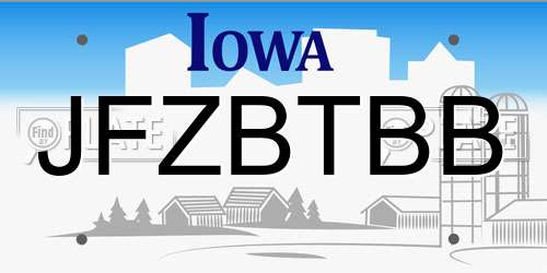 JFZBTBB Iowa License Plate