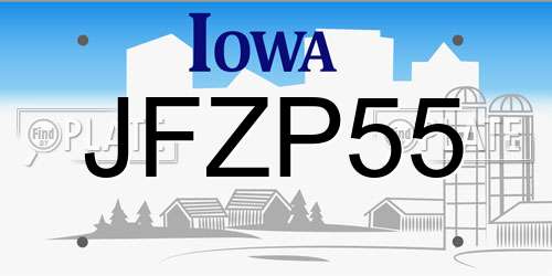 JFZP55 Iowa License Plate