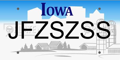 JFZSZSS Iowa License Plate